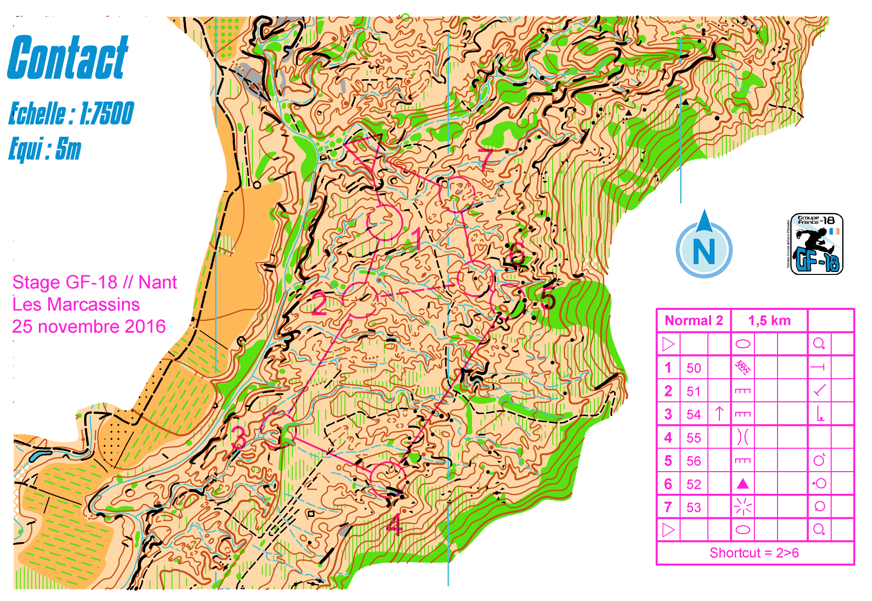 J1 prise de contact carte normale 2 stage gf-18 Larzac Les Marcassins (25/11/2016)