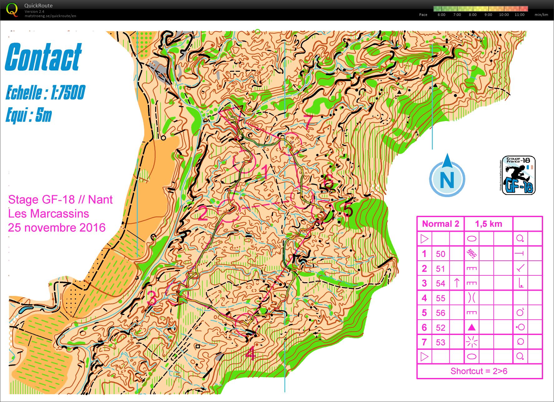 J1 prise de contact carte normale 2 stage gf-18 Larzac Les Marcassins (25/11/2016)