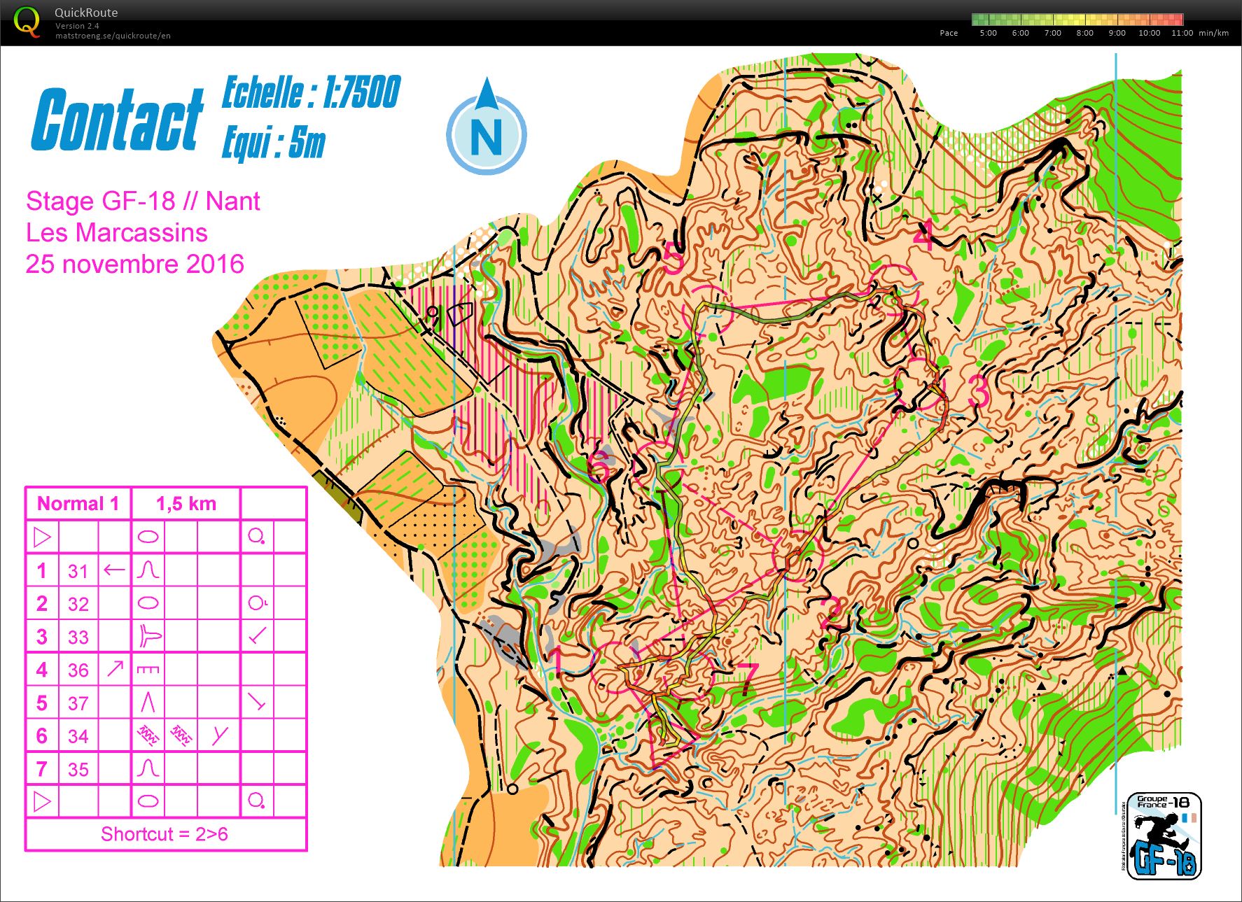 J1 prise de contact carte normale 1 stage gf-18 Larzac Les Marcassins (25-11-2016)